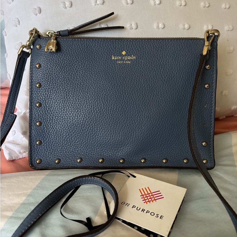 Kate Spade Blue Studded Crossbody Bag - On Purpuse limited edition